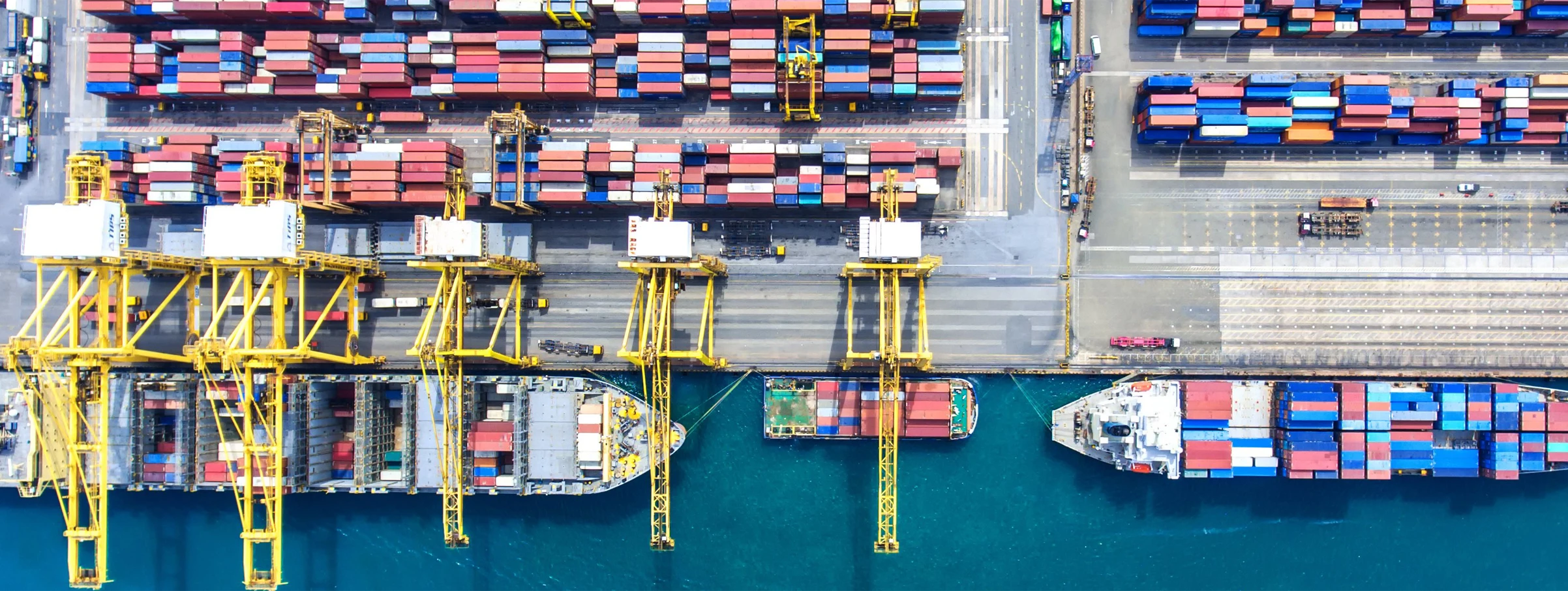 Port with ships and containers